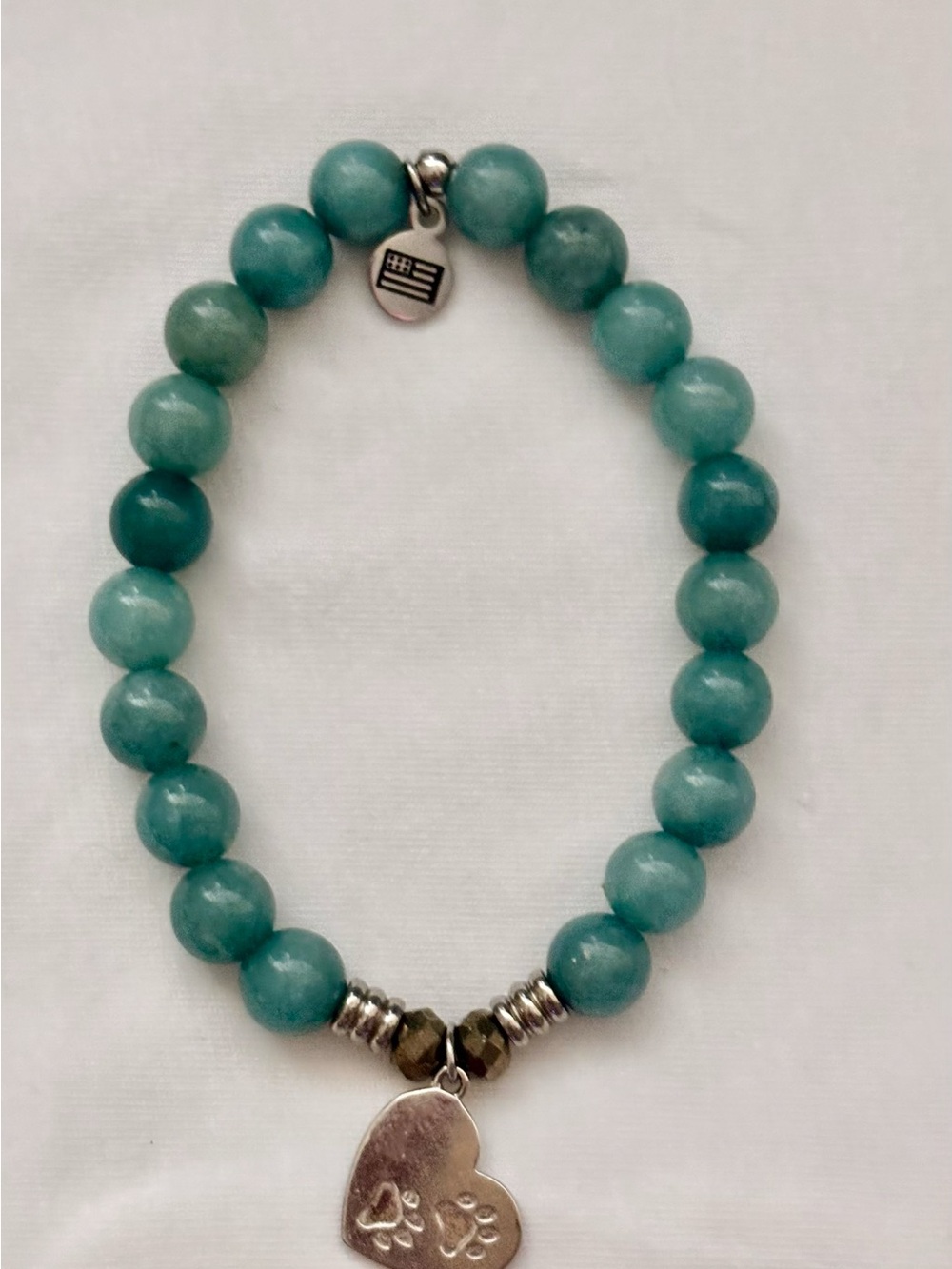Turquoise Beaded Bracelet with Heart Charm - Unbranded